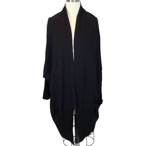 PACT Black Organic Cotton Airplane Cardigan Size L/XL NWT Open Front Comfy - Picture 1 of 8